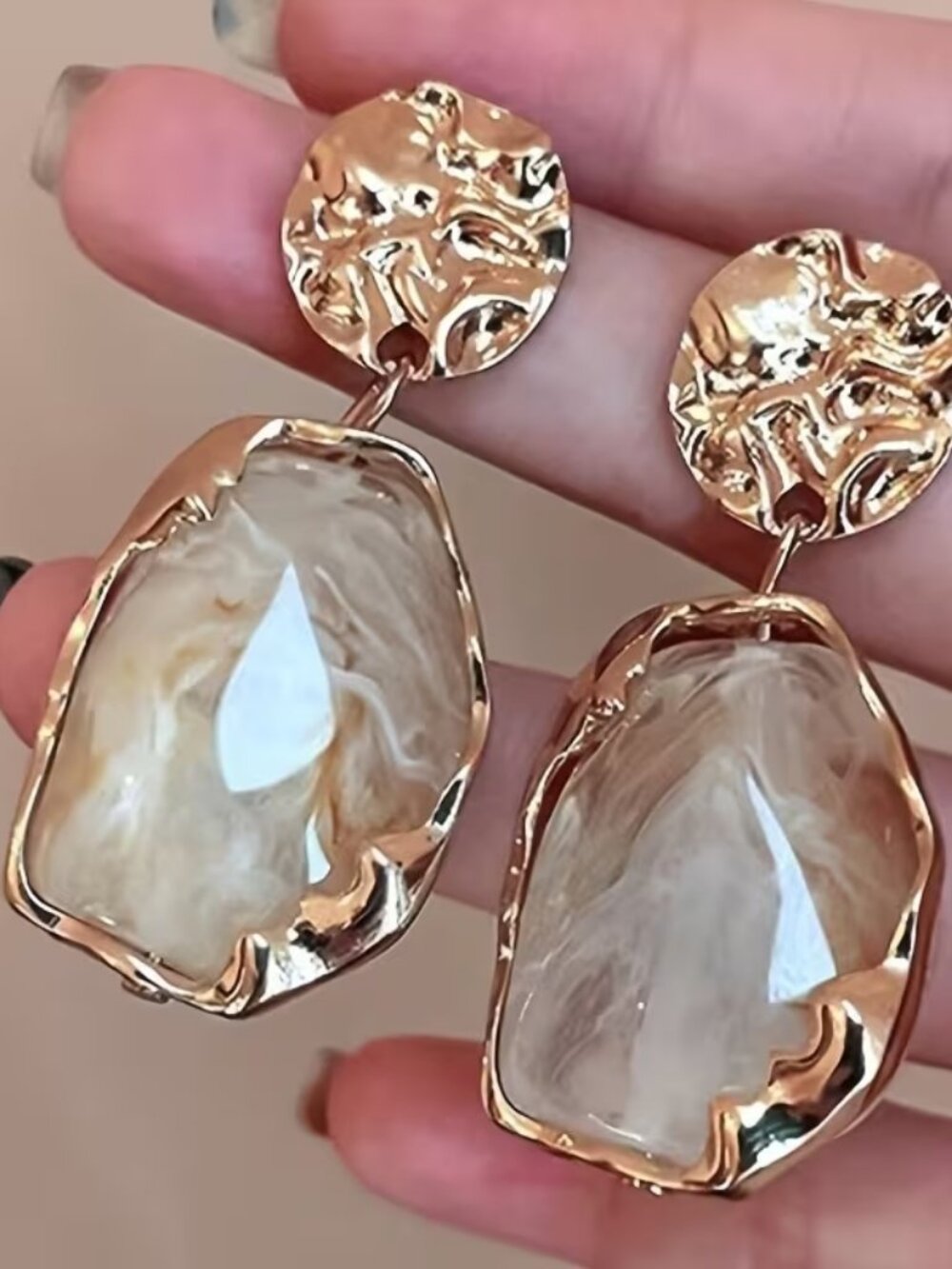 Elegant Vintage Resin Geometric Earrings Women Irregular Dangle Fashion Jewelry